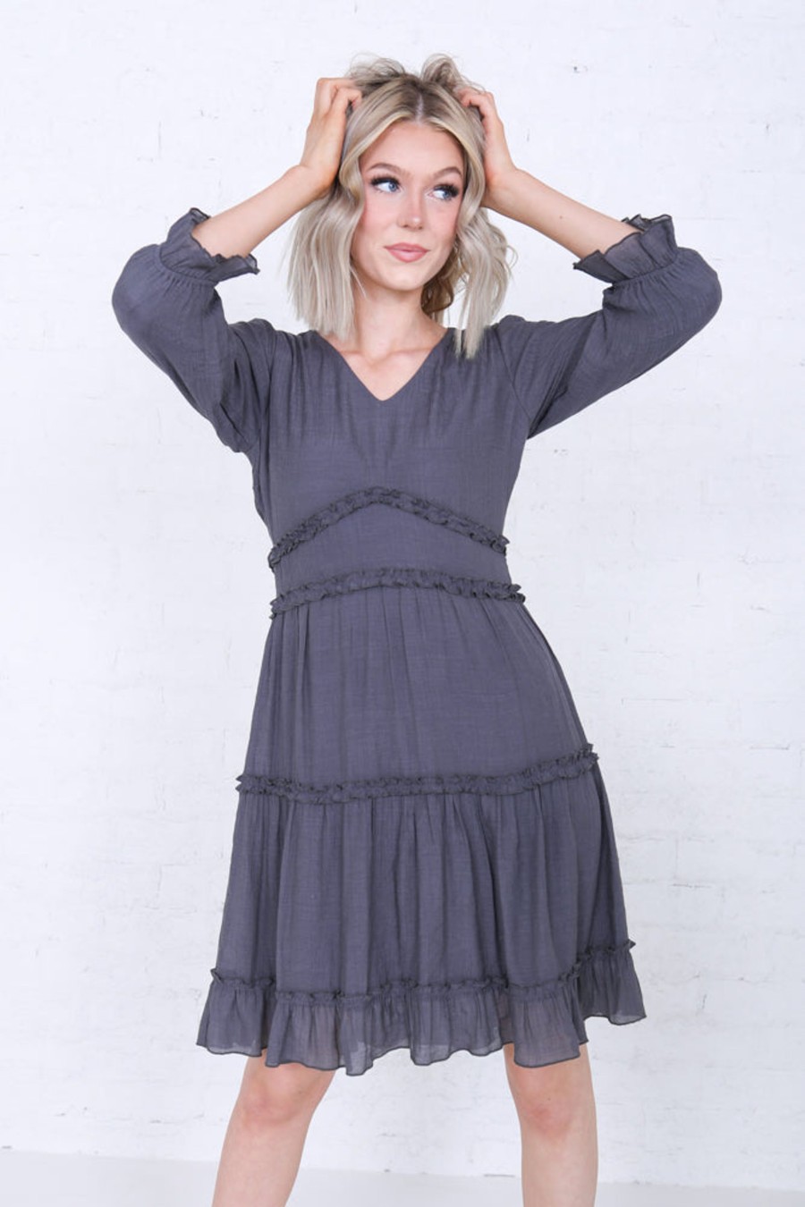 Dresses Mikarose Clothing | The Charlie In Charcoal Gray Final Sale