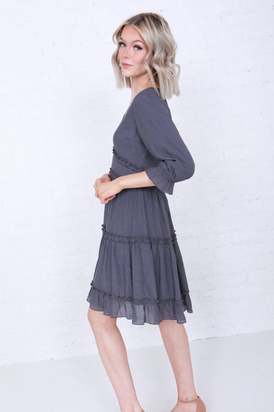 Dresses Mikarose Clothing | The Charlie In Charcoal Gray Final Sale