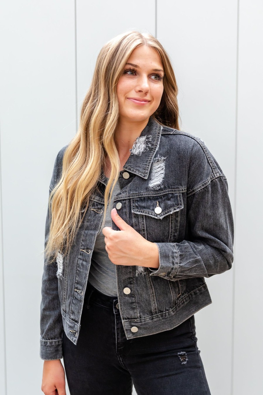 Tops Mikarose Clothing | Denim Jacket In Black Wash