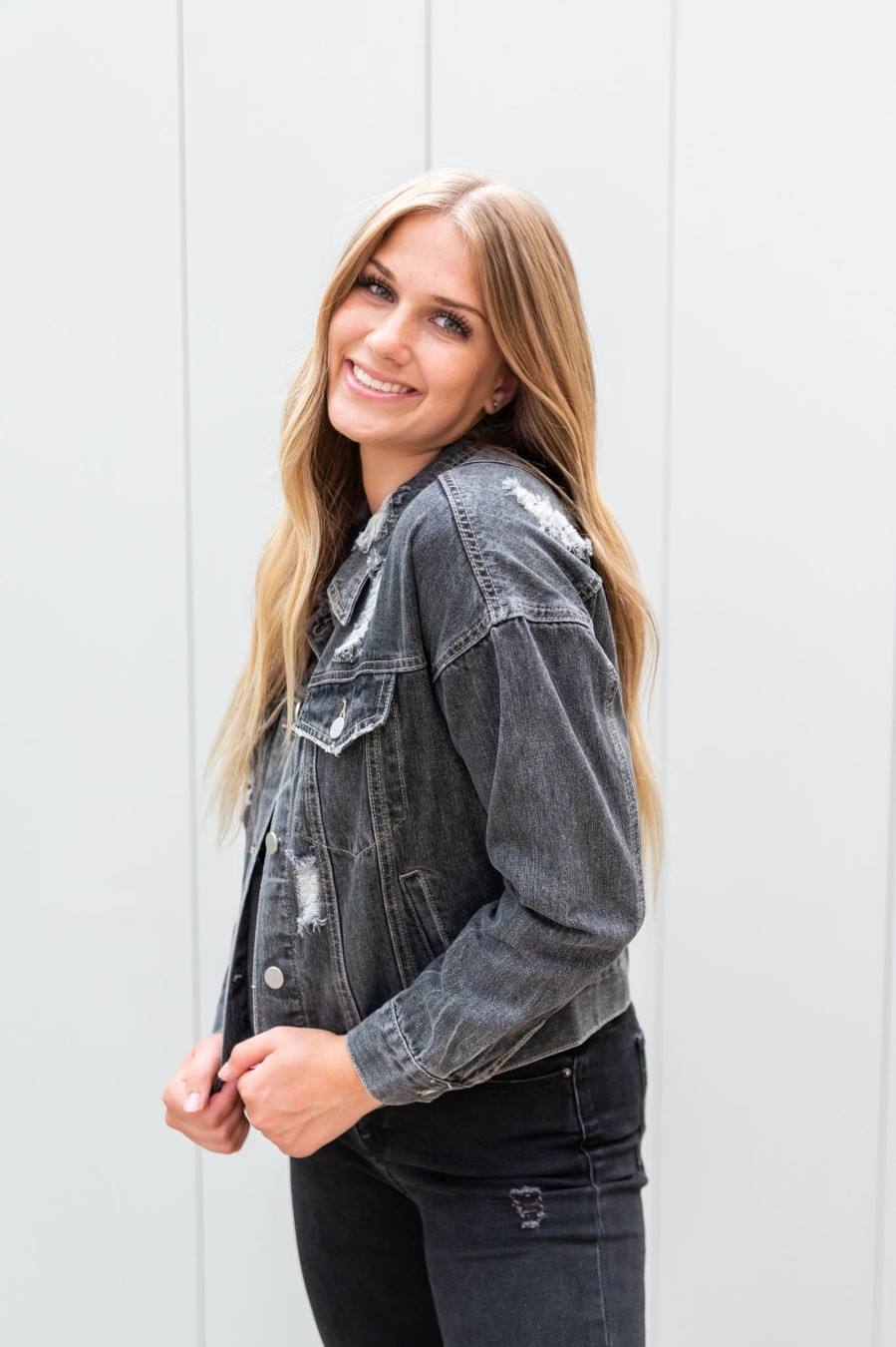 Tops Mikarose Clothing | Denim Jacket In Black Wash