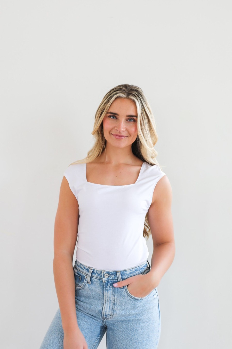 Tops Mikarose Clothing | Layering Bodysuit In White