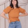 Tops Mikarose Clothing | Puff Sleeve Top In Amberglow