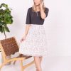 Skirts Mikarose Clothing | Midi Slip Skirt In Antique White Petals Final Sale