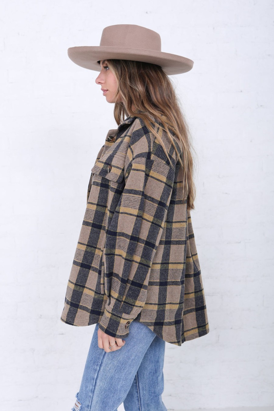 Tops Mikarose Clothing | Flannel Shirt Jacket In Sugared Almond Plaid Final Sale