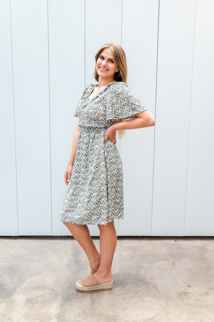 Dresses Mikarose Clothing | The Parker In Olive Daisy Final Sale