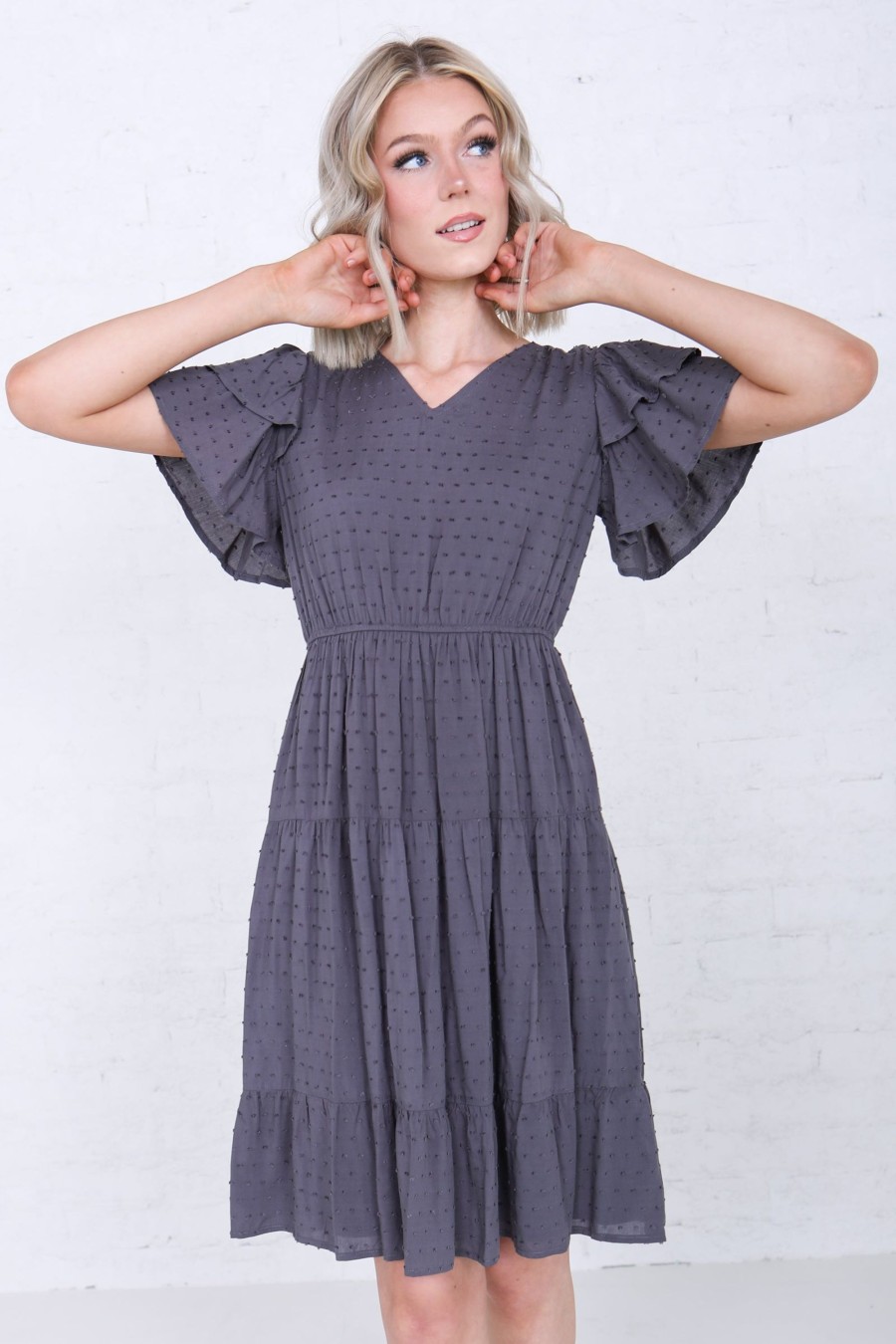 Dresses Mikarose Clothing | The Amy In Dove Gray Final Sale