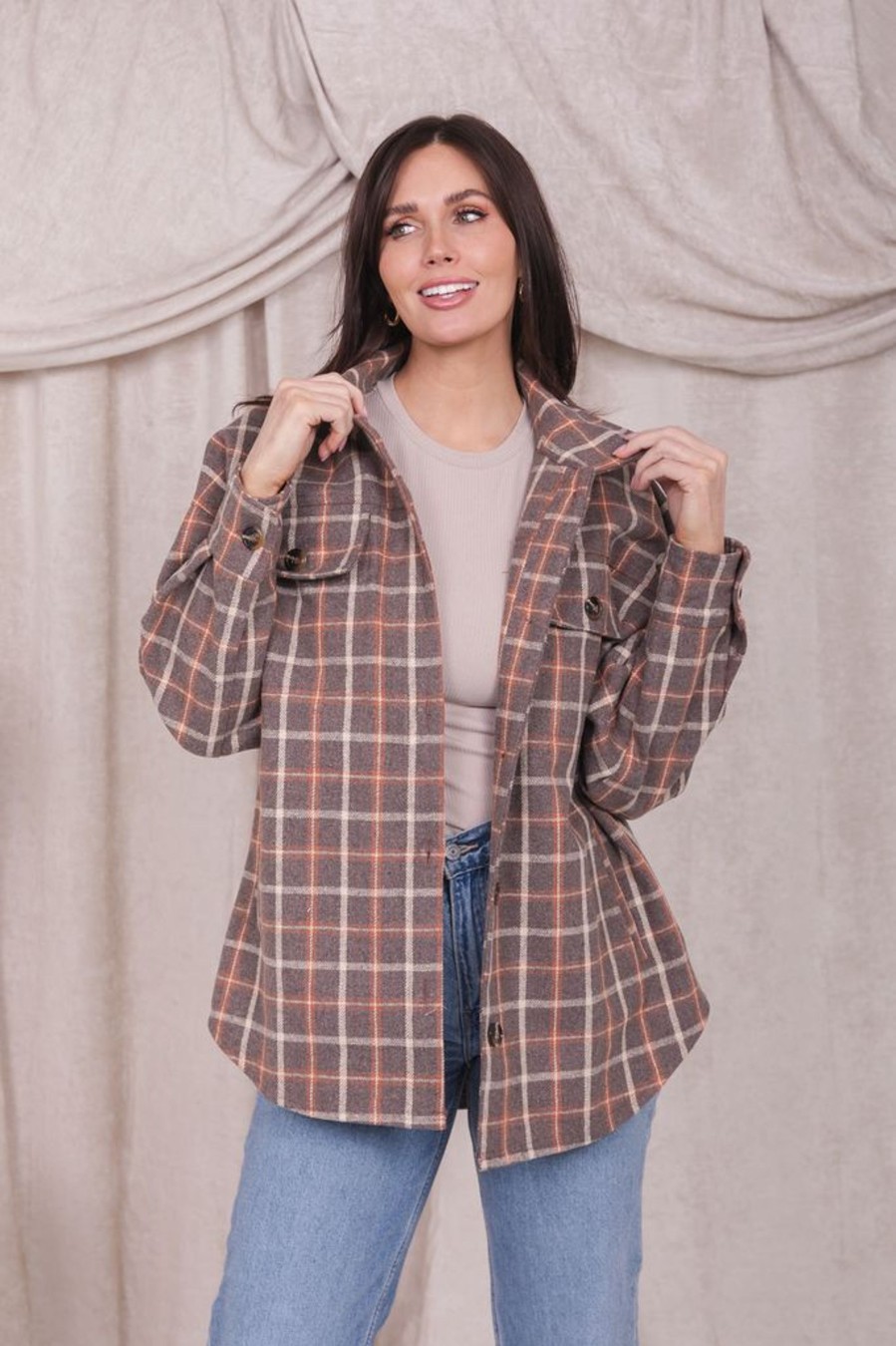 Tops Holiday 2023 | Flannel Shirt Jacket In Hot Cocoa Plaid Final Sale