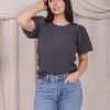 Tops Mikarose Clothing | Puff Sleeve Top In Slate Gray