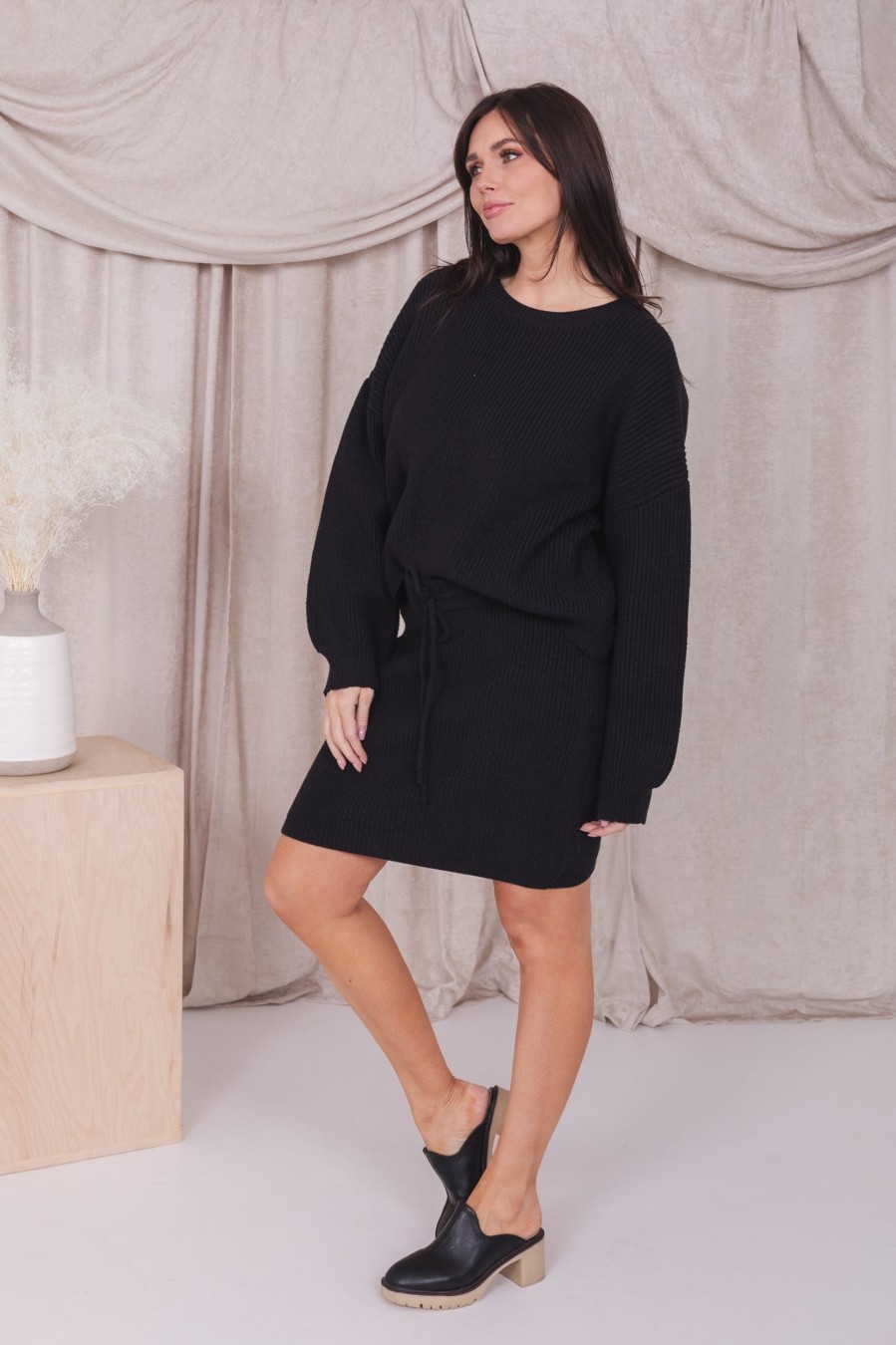 Tops Mikarose Clothing | Oversized Sweater In Black