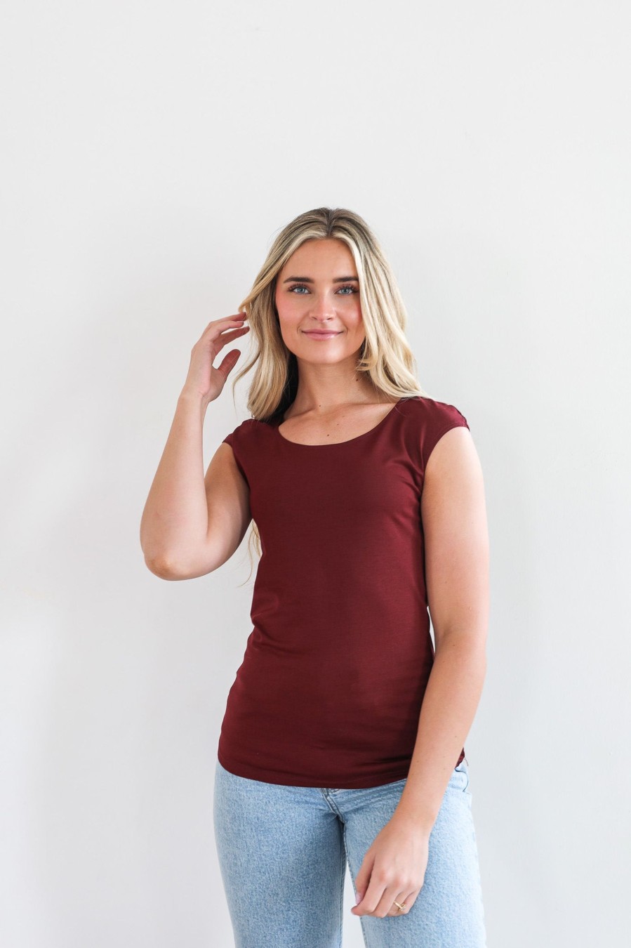 Tops Mikarose Clothing | Layering Tee In Pomegrante Final Sale