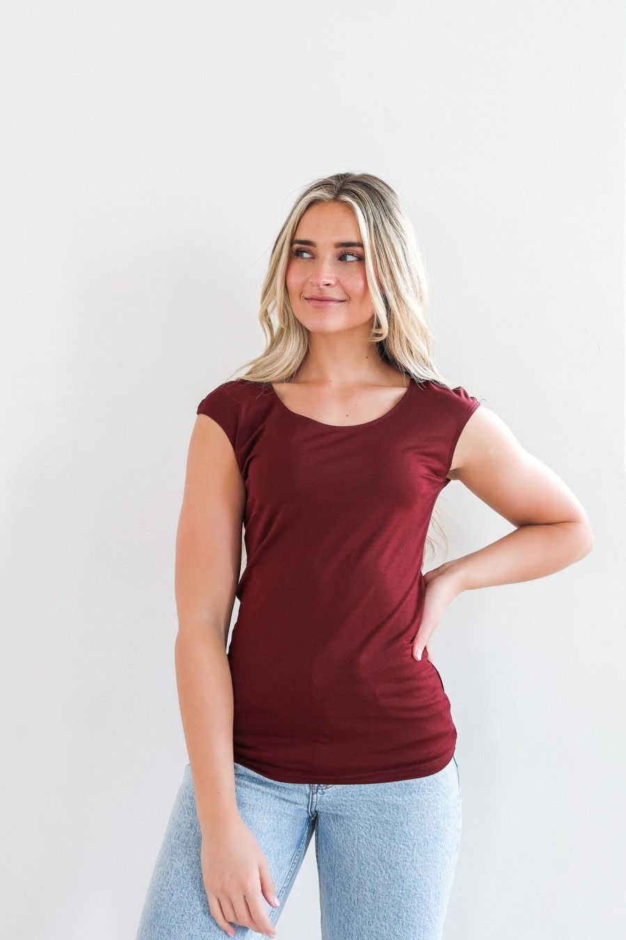 Tops Mikarose Clothing | Layering Tee In Pomegrante Final Sale