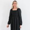 Dresses Mikarose Clothing | The Daphne In Black Swiss Dot