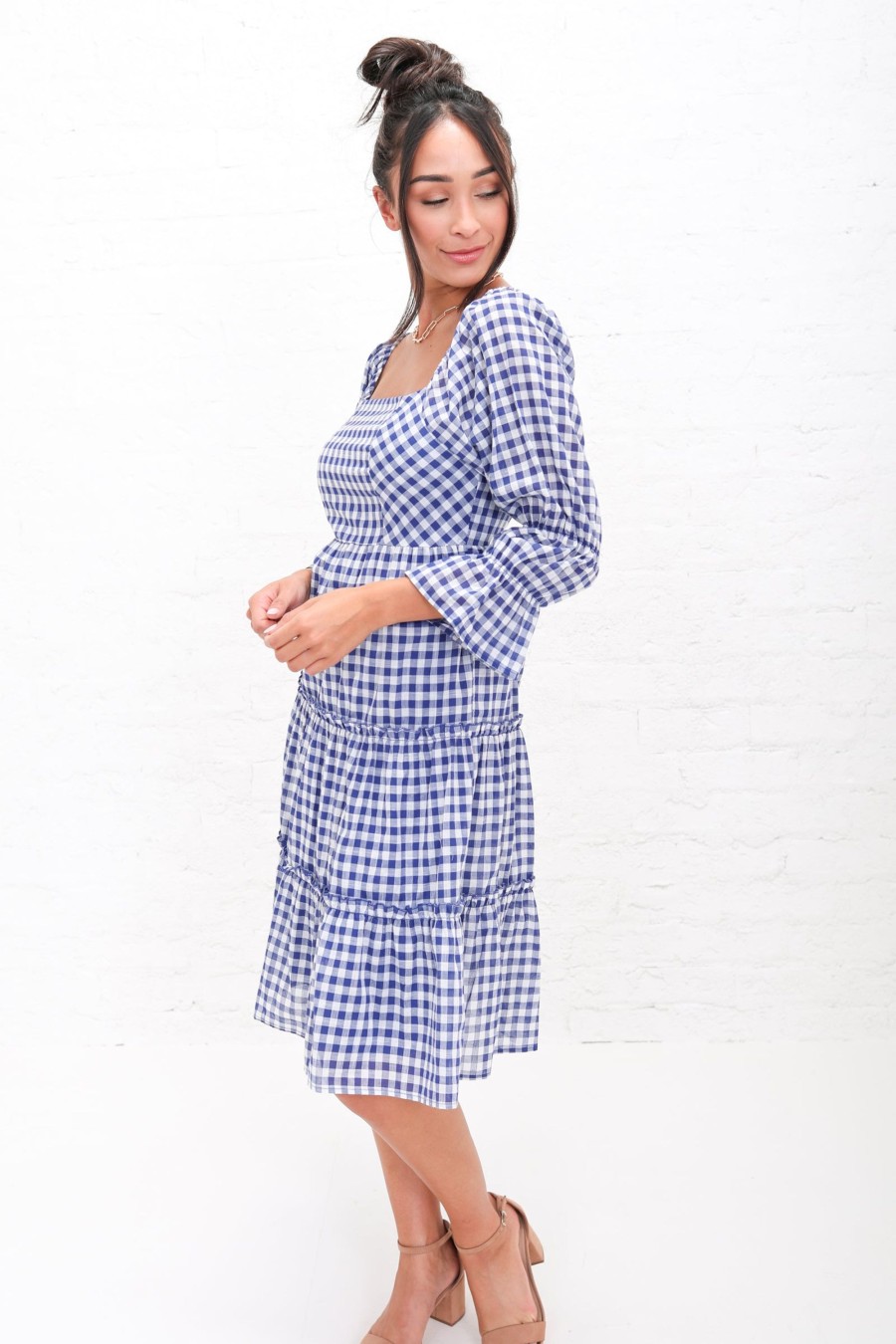 Dresses Mikarose Clothing | The Dallas In Blue Gingham Final Sale