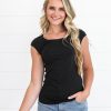 Tops Mikarose Clothing | Layering Cap Sleeve In Black