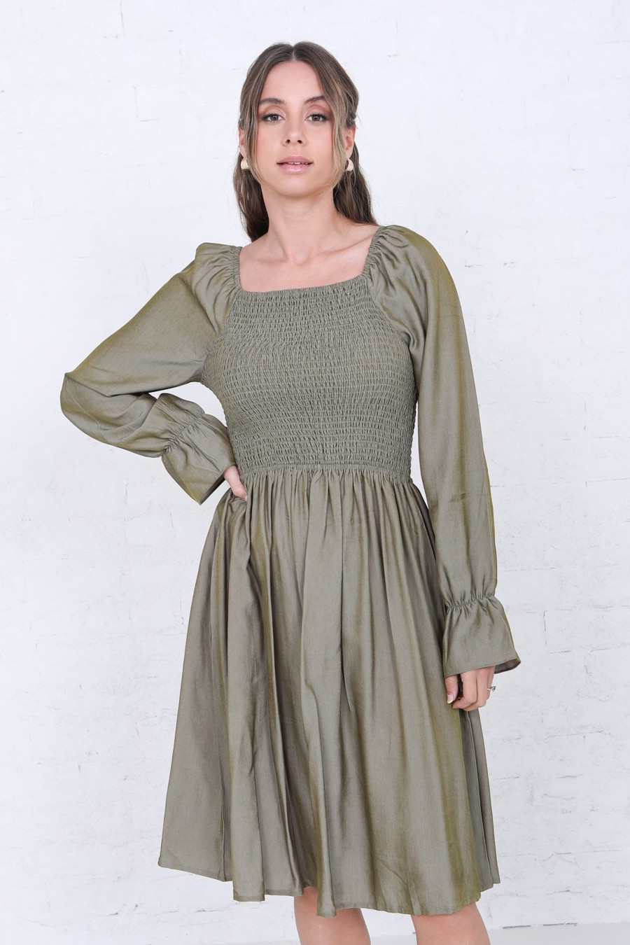 Dresses Mikarose Clothing | The Juliet In Moss Green Final Sale