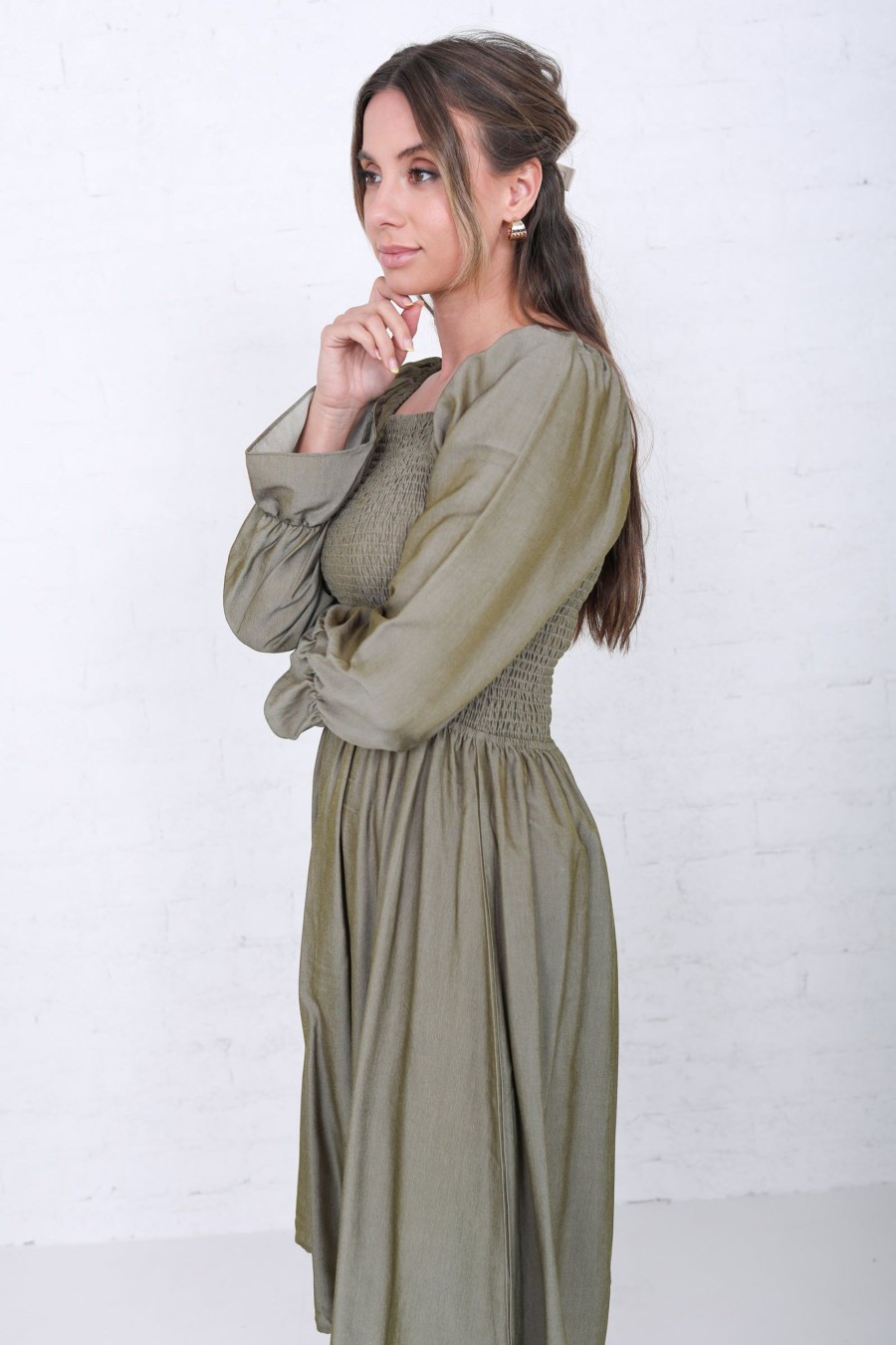 Dresses Mikarose Clothing | The Juliet In Moss Green Final Sale