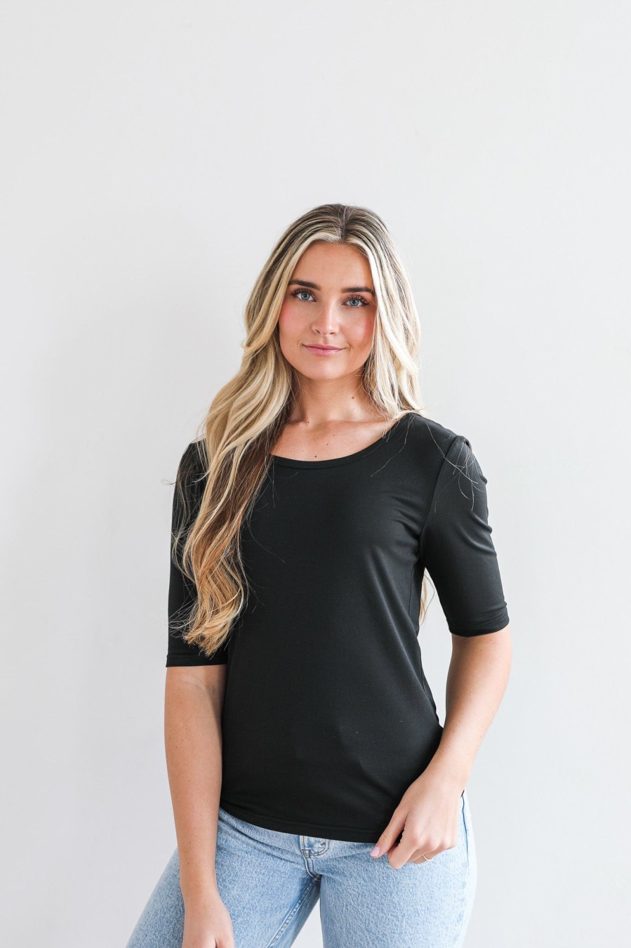 Tops Mikarose Clothing | Half Sleeve Tee In Black