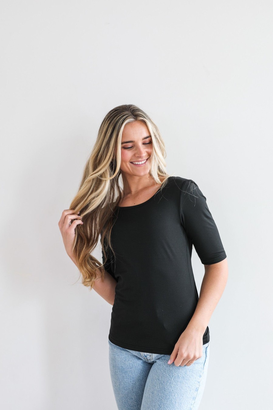 Tops Mikarose Clothing | Half Sleeve Tee In Black