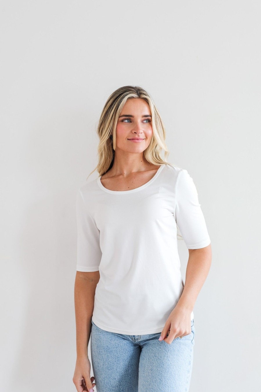 Tops Mikarose Clothing | Half Sleeve Tee In Ivory