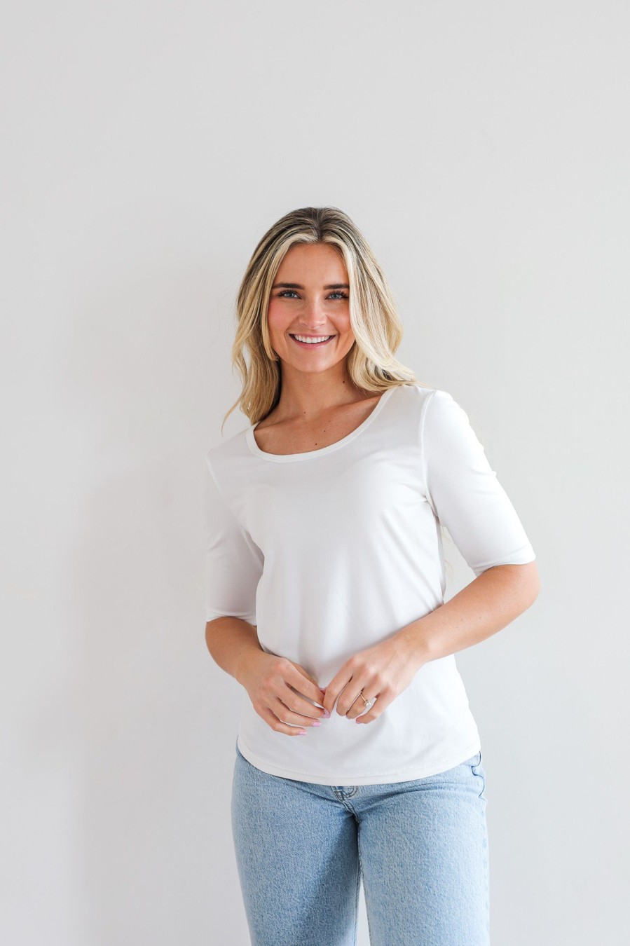 Tops Mikarose Clothing | Half Sleeve Tee In Ivory