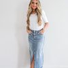 Skirts Mikarose Clothing | Maxi Denim Skirt In Medium Wash